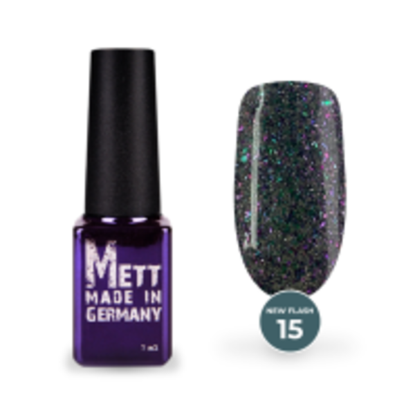 Світловідбивний гель-лак Mett Expert NEW Flash №15 Фіолетово-смарагдовий 7 г
