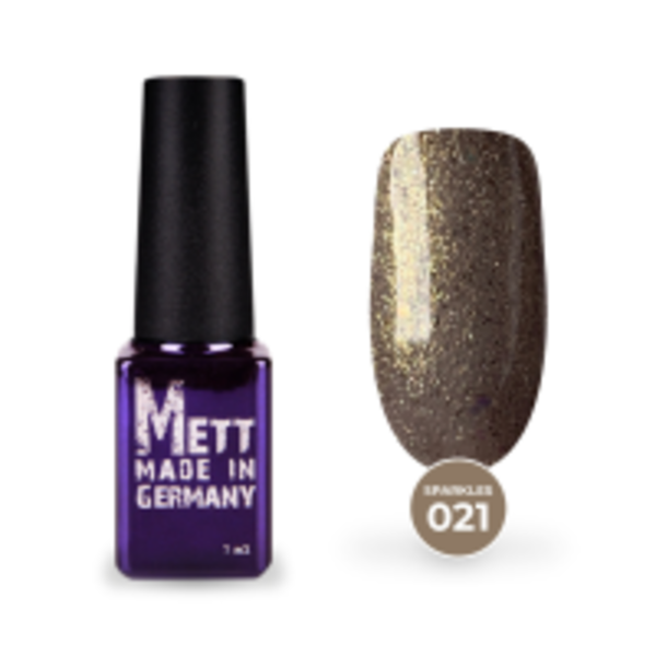 Гель-лак Mett Expert Sparkles collection №021 Карамельний з золотим шиммером та глітером 7 г