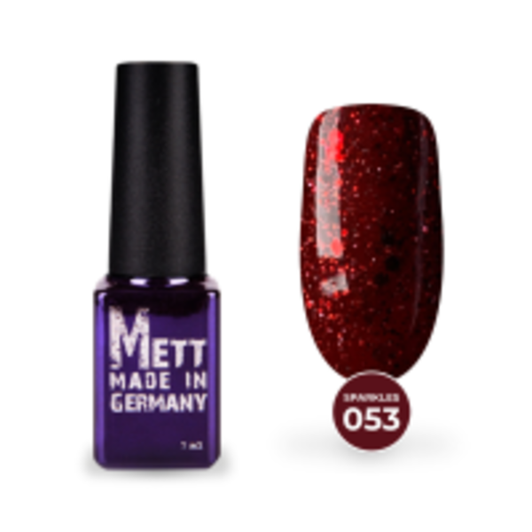Гель-лак Mett Expert Sparkles collection №053 Червоний з блискітками та глітером 7 г