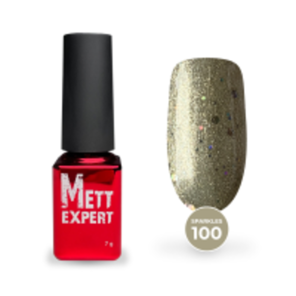 Гель-лак Mett Expert Sparkles collection №100 Шампань з голографічним глітером 7 г