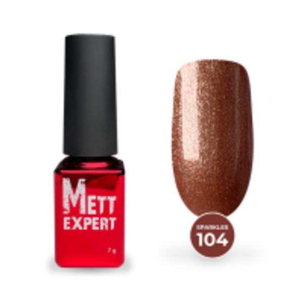 Гель-лак Mett Expert Sparkles collection №104 Кавово-рожевий з шиммером 7 г