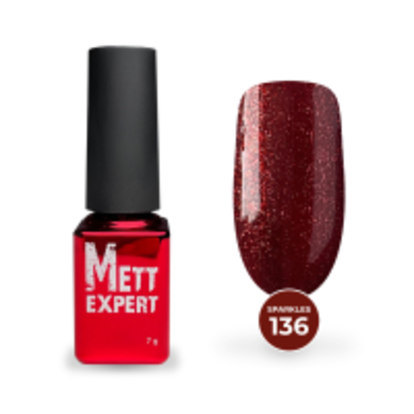 Гель-лак Mett Expert Sparkles collection №136 Червоний з шиммером 7 г