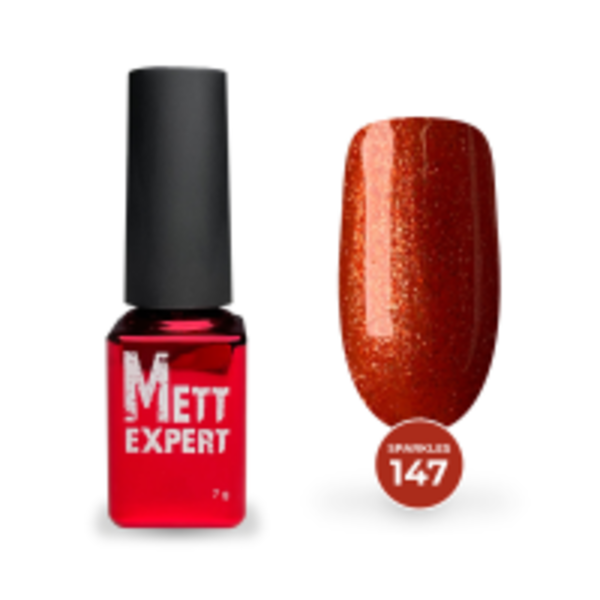 Гель-лак Mett Expert Sparkles collection №147 Цегляно-оранжевий з блискітками 7 г