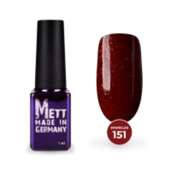 Гель-лак Mett Expert Sparkles collection №151 Глибокий червоний з блискітками 7 г