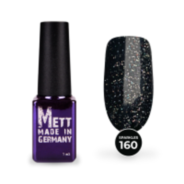 Гель-лак Mett Expert Sparkles collection №160 Чорний з блискітками 7 г