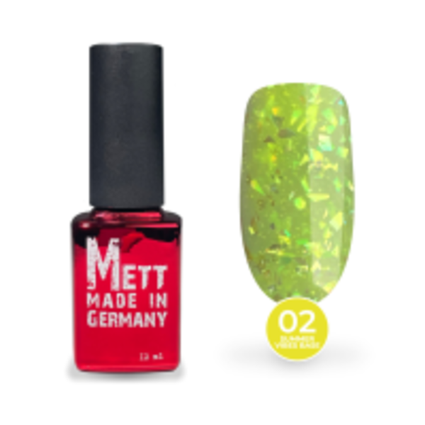 Кольорова база Mett Expert Summer vibes base №02 Sunny Yellow Жовта зі срібною поталлю 12 г