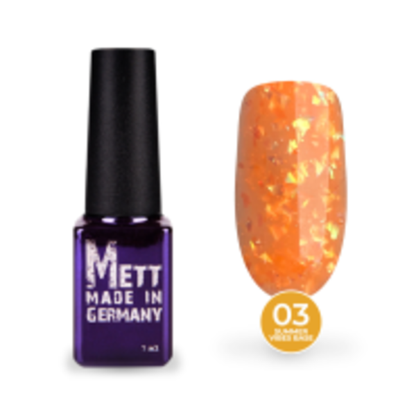 Кольорова база Mett Expert Summer vibes base №03 Mango Tango Помаранчева зі срібною поталлю 7 г