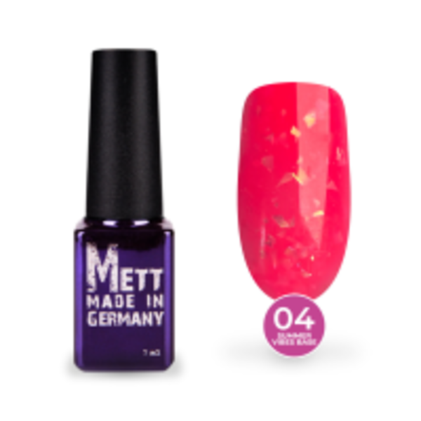 Кольорова база Mett Expert Summer vibes base №04 Pink Flamingo Рожева зі срібною поталлю 7 г