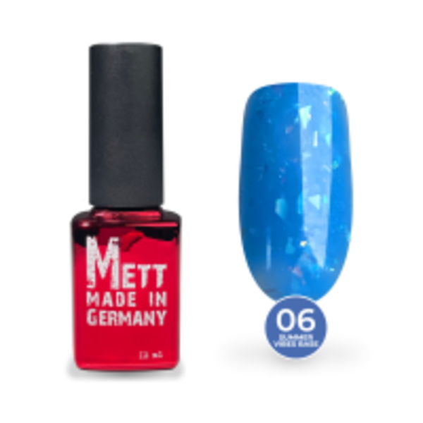 Кольорова база Mett Expert Summer vibes base №06 Sea Blue Синя зі срібною поталлю 12 г