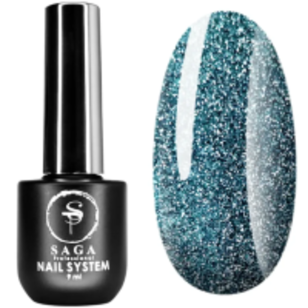SAGA professional Гель-лак Fiery gel 8 (блакитний з мікроблиском, світловідбивний), 9 мл