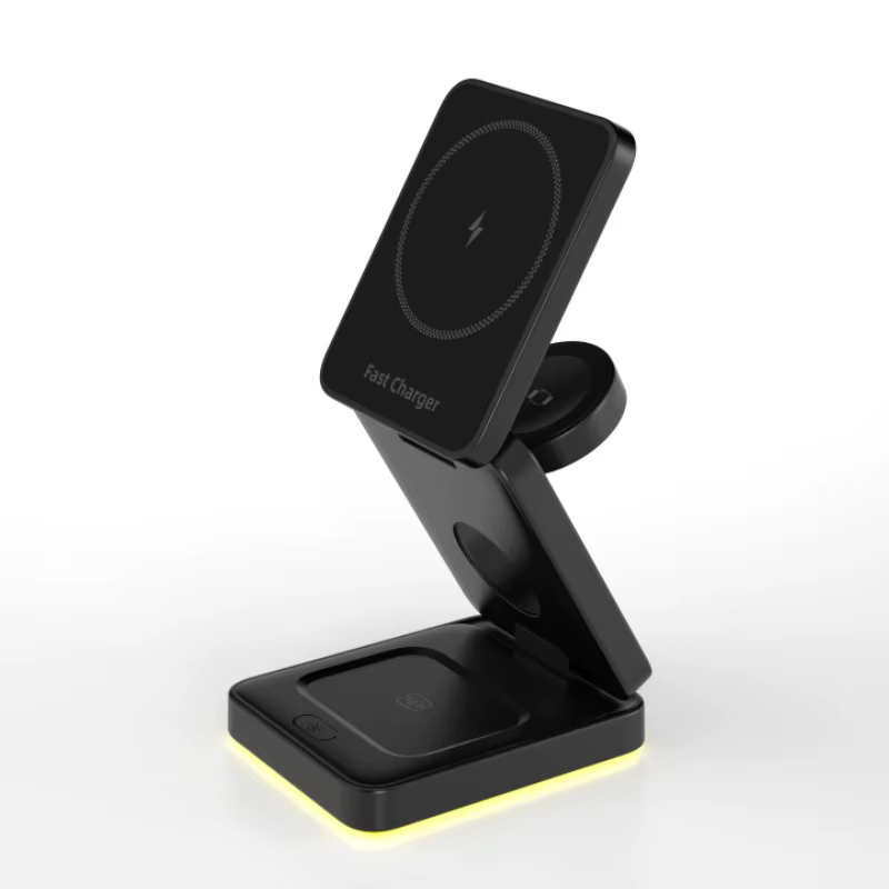 Ultra Slim 15w 3 in 1 Foldable Flat Wireless Charger Cell Phone Holder Magnetic Folding Fast Charging Station 2025 Hot Products