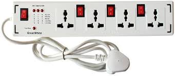 Garza Basic 1.4 Metre Cable Power Strip 4 Illuminated White Switch Sockets Home Office Safety Shutter Chargers Power Bank