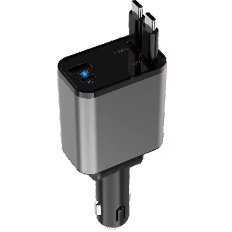 Wholesale 120W Portable Retractable Car Charger 4 1 Fast Charging USB Cables PD Electric Phone Accessories for Mobile Phone