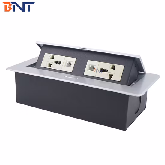 Jiaxin Network Zinc Alloy USB Embedded Sliver Round Edges Desktop Universal Sockets for Table