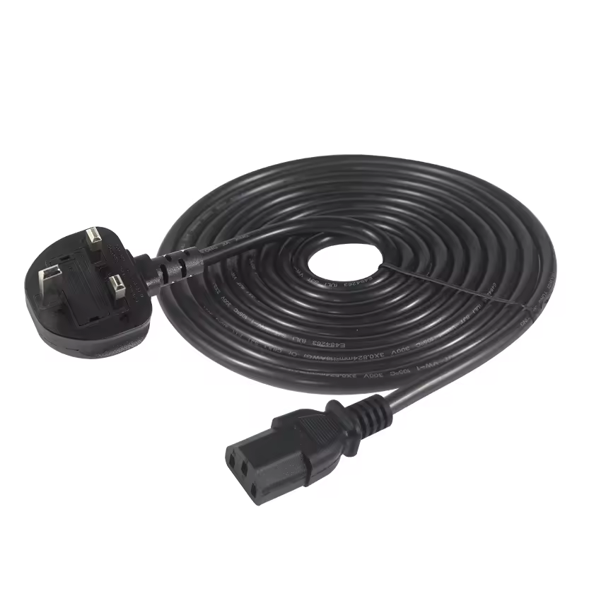 UK 3-Pin Plug to BS1363 Socket Power Extension Cord 13A 250V BS Certified for Home & Office