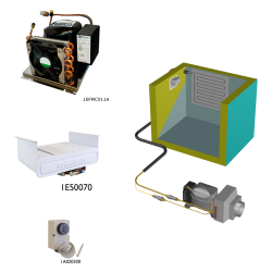 Frigomatic Milano air cooled refrigeration kit, 200H Series H Box Evaporator - max volume fridge to 280 Litres Freezer 80 Litres, Fridge/Freezer full range mechanical thermostat