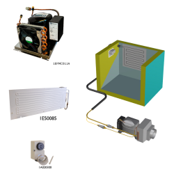 Frigomatic MILANO air cooled refrigeration kit, 130F Series F Plate evaporator - max volume Fridge 160 Litres Freezer 60 Litres, Fridge/Freezer full range mechanical thermostat