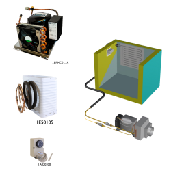 Frigomatic Milano air cooled refrigeration kit, 340B Series B Box Evaporator - max volume fridge to 340 Litres Freezer 100 Litres, Fridge/Freezer full range mechanical thermostat