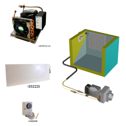 Frigomatic Milano air cooled refrigeration kit, 380F Series F Plate evaporator - max volume Fridge 380 Litres Freezer 120 Litres, Fridge/Freezer full range mechanical thermostat