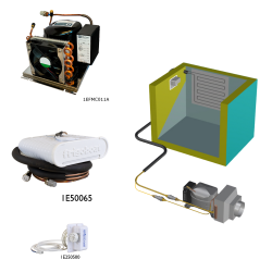 Frigomatic MILANO air cooled refrigeration kit, 130H Series H Box Evaporator - max volume fridge to 120 Litres Freezer 40 Litres, Fridge thermostat (mechanical)