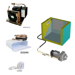 Frigomatic MILANO air cooled refrigeration kit, 160H Series H Box Evaporator - max volume fridge to 180 Litres Freezer 50 Litres, Fridge thermostat (mechanical)
