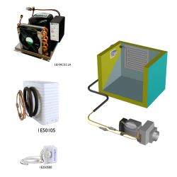 Frigomatic Milano air cooled refrigeration kit, 340B Series B Box Evaporator - max volume fridge to 340 Litres Freezer 100 Litres, Fridge thermostat (mechanical)