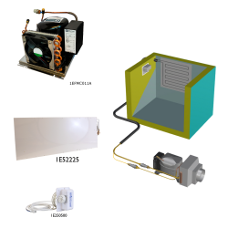 Frigomatic Milano air cooled refrigeration kit, 380F Series F Plate evaporator - max volume Fridge 380 Litres Freezer 120 Litres, Fridge thermostat (mechanical)