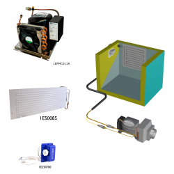 Frigomatic MILANO air cooled refrigeration kit, 130F Series F Plate evaporator - max volume Fridge 160 Litres Freezer 60 Litres, Freezer thermostat (mechanical)
