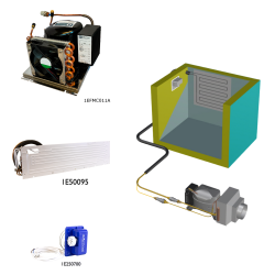 Frigomatic MILANO air cooled refrigeration kit, 160F Series F Plate evaporator - max volume Fridge 180 Litres Freezer 70 Litres, Freezer thermostat (mechanical)