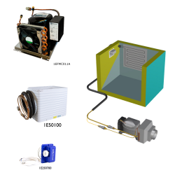 Frigomatic Milano air cooled refrigeration kit, 200B Series B Box Evaporator - max volume fridge to 220 Litres Freezer 80 Litres, Freezer thermostat (mechanical)