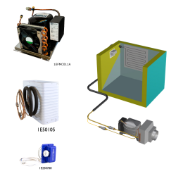 Frigomatic Milano air cooled refrigeration kit, 340B Series B Box Evaporator - max volume fridge to 340 Litres Freezer 100 Litres, Freezer thermostat (mechanical)