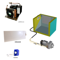 Frigomatic Milano air cooled refrigeration kit, 380F Series F Plate evaporator - max volume Fridge 380 Litres Freezer 120 Litres, Freezer thermostat (mechanical)