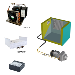 Frigomatic Milano air cooled refrigeration kit, 200H Series H Box Evaporator - max volume fridge to 280 Litres Freezer 80 Litres, Digital Fridge/Freezer Thermostat