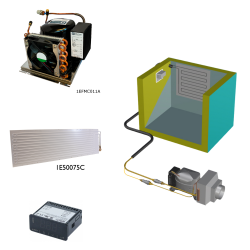 Frigomatic Milano air cooled refrigeration kit, 200F Series F Plate evaporator - max volume Fridge 300 Litres Freezer 120 Litres, Digital Fridge/Freezer Thermostat