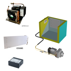 Frigomatic MILANO air cooled refrigeration kit, 130F Series F Plate evaporator - max volume Fridge 160 Litres Freezer 60 Litres, Digital Fridge/Freezer Thermostat