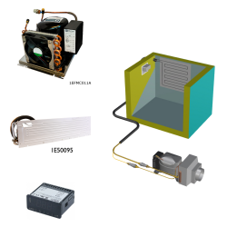 Frigomatic MILANO air cooled refrigeration kit, 160F Series F Plate evaporator - max volume Fridge 180 Litres Freezer 70 Litres, Digital Fridge/Freezer Thermostat