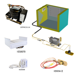 Frigomatic Milano keel cooled refrigeration kit, 200H Series H Box Evaporator - max volume fridge to 280 Litres Freezer 80 Litres, Digital Fridge/Freezer Thermostat