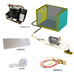 Frigomatic Milano keel cooled refrigeration kit, 200F Series F Plate evaporator - max volume Fridge 300 Litres Freezer 120 Litres, Digital Fridge/Freezer Thermostat