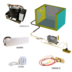Frigomatic Milano keel cooled refrigeration kit, 160F Series F Plate evaporator - max volume Fridge 180 Litres Freezer 70 Litres, Digital Fridge/Freezer Thermostat