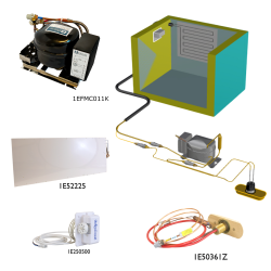 Frigomatic Milano keel cooled refrigeration kit, 380F Series F Plate evaporator - max volume Fridge 380 Litres Freezer 120 Litres, Digital Fridge/Freezer Thermostat