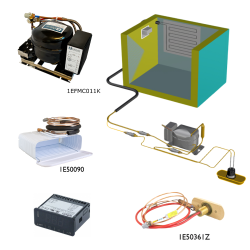 Frigomatic Milano keel cooled refrigeration kit, 160H Series H Plate evaporator - max volume Fridge 180 Litres Freezer 50 Litres, Digital Fridge/Freezer Thermostat