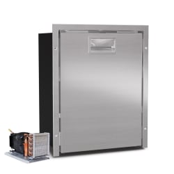 42 Litre Front opening fridge - with ice box, Brushed stainless steel door and fitting frame, 12/24Volt with Remote Compressor