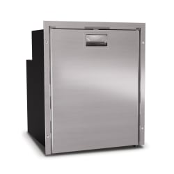 90 Litre Front opening fridge - with ice box, Brushed stainless steel door and fitting frame, 12/24Volt