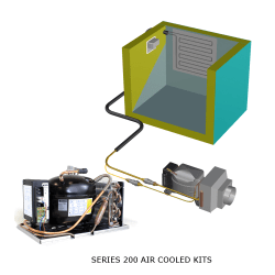 Frigomatic Milano air cooled refrigeration kit, 200F Series F Plate evaporator - max volume Fridge 300 Litres Freezer 120 Litres, Fridge/Freezer full range mechanical thermostat