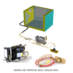 Frigomatic Milano keel cooled refrigeration kit, 130F Series F Plate evaporator - max volume Fridge 160 Litres Freezer 60 Litres, Digital Fridge/Freezer Thermostat