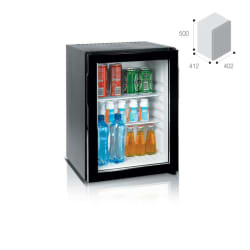 30L MINIBAR BLACK GLASS DOOR AND LIGHT