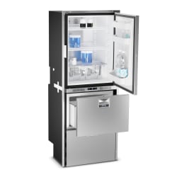 S/S LARDER FRIDGE WITH DOUBLE DRAWER FRIDGE FREEZER 12/24V STEELOCK CATCH WITH VENT POSITION