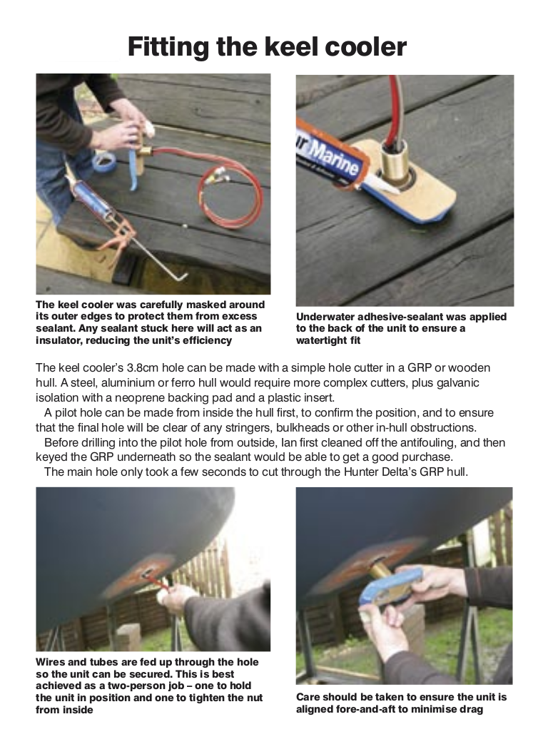 fitting a frigoboat keelcooler for a 12 volt fridge