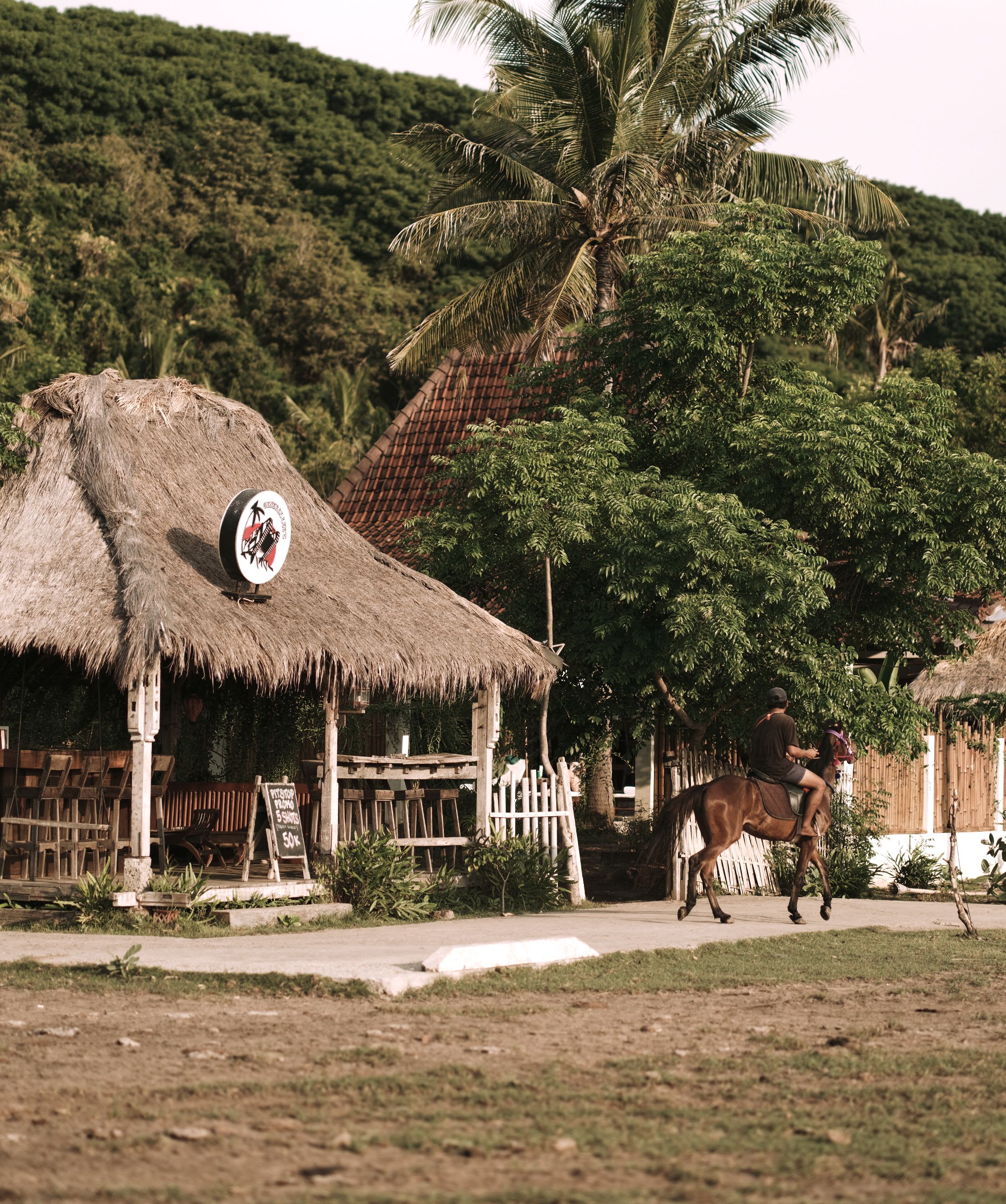 Horse passing by the bar card