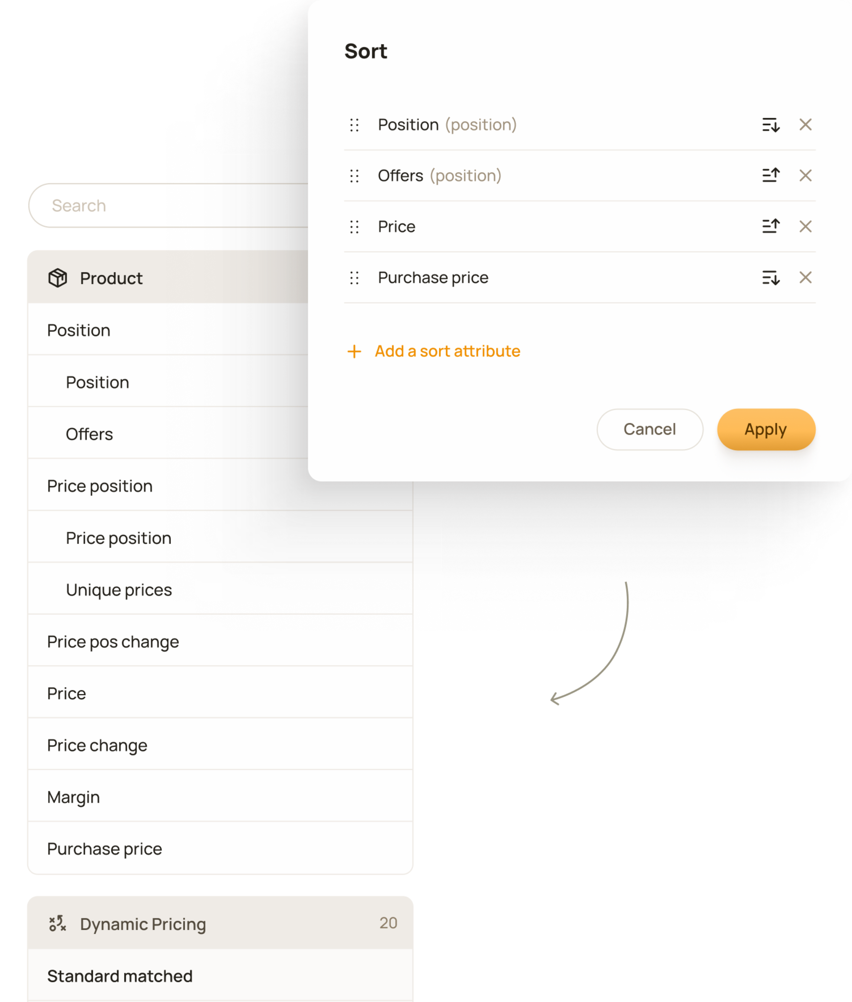 Sort functionality